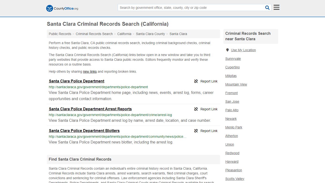 Santa Clara Criminal Records Search (California)